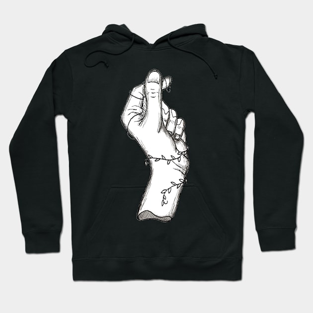 Ancient Heart Hand in Black and White Hoodie by Minervalus-Art